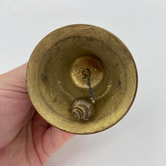 Vintage Brass Service Bell Angel Figurine Playing Instrument 4 Inch - Picture 5 of 8